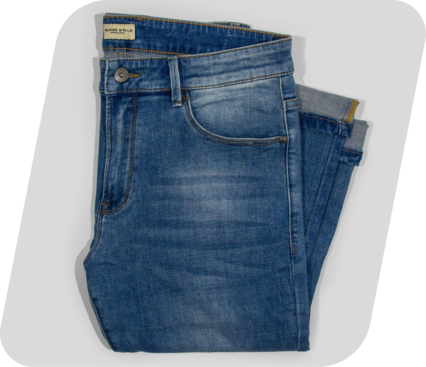 Folded vintage denim jeans